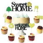Festiko 36 Pcs Sweet Home Cupcake Toppers With Glitter Key House Cupcake Toppers, Housewarming Cupcake Toppers For New Home Theme Party Decorations Supplies