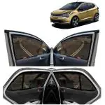 Kingsway Car Magnetic Sun Shades Curtains for Tata Altroz, Model Year : 2020 Onwards, Half Cut in Front Window with Rear Windshield, Color : Black, Cotton Mesh, Complete Set of 5 Piece