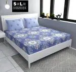 FLUFFANDFUR Super King Size bedsheet with Elastic Glace Cotton bedsheets.: