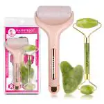 Majestique Face Massage Kit, Ice Roller, Jade Roller and Gusha Stone, Facial Tools for Face Lifting, Neck Healing Skin Wrinkles - 3Pcs/Multicolor