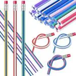 Neel Polyvinyl Chloride Multicolor Flexible Bendable Pencils Colorful Stripe Bend With Eraser Soft Bendy For Kid