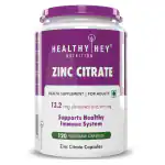 HealthyHey Nutrition Zinc Citrate, Supports Immune and Immunity Supplement 120 Capsules