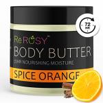 Re Rosy Spice Orange Body Butter - Natural TLC Moisturizer Balm with Shea Butter, Cocoa Butter, and Jojoba Oil - Restores Suppleness and Radiance to Dry Skin - Handmade - 72 Hour Protection (100gm)