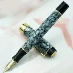 GOLD LEAF Jinhao 100 Classic Fountain Pen Celluloid, Fine Nib with Converter and Pen Case Set,Grey