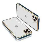 Clickaway Oppo A5S Back Cover Gold Electroplating Transparent Chrome Raised Edges Super Soft-Touch Bumper Case (Blue)