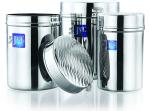 JVL Stainless Steel Vintage Designer Air Tight Canister With See Through Lid 450ml, 750ml, 1250ml