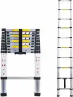 Gobbler 2.9m (9.5 ft) Telescopic Ladder - Portable Ultra-Stable Aluminium - 150 kg Capacity with 10 Step (Black)
