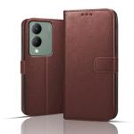 ZORZO Flip Back Cover Case for Vivo Y17s |Leather Finish | Inbuilt Stand & Pockets | Wallet Style Flip Back Case Cover for Vivo Y17s-Brown