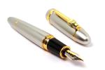 GOLD LEAF EXCLUSIVE JINHAO 159 FOUNTAIN PEN SHINE SILVER MEDIUM NIB WITH GOLDEN TRIMS