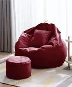 GIGLICK 4XL Bean Bag Cushion and Footrest Filled with Beans- Maroon Bean Bag Chair With Bean Filling (Maroon)