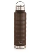 Kaliber - Waves 1000 ThermoSteel Bottle | 3 Insulation, SUS 304 Inside | Extra Filter available | 1000ml | 24 Hr Cold Hot | Rust & Leak Proof | Home, Office, Travel - Vacuum Insulated Flask Bottles (Waves 1000, Brown)