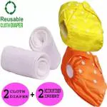 Swito Mart Baby Reusable Cloth Diaper, Washable Adjustable Infant 2 NAPPY with 2 INSERT PAD ()