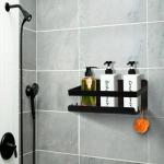 Felicia Decors Metal Multi-Purpose Floating Wall Shelf with Side Hooks | Wall-Mounted Storage Shelves for Home, Kitchen, Bathroom, Bedroom, or Office with Adhesive Sticker Hook (Medium, Black).