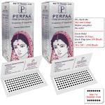 PERPAA Kumkum Black Round Bindi Book for Ladies Forehead Pack of 2-15 Flaps Each Box (Stick On) (7.5, Diameter 3mm)