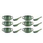 Caffeine Green Stoneware Soup Bowl With Spoon (Set Of 6)
