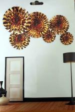 My Party Suppliers Golden Paper Decoration Fan Backdrop Paper Rosette Giant Paper Flowers Paper Fans Baby Shower Decoration (pack of 6)