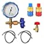 SATYWALI Can Combo Set of 1 Can Valve | Car Gas Charging Adaptor | R-134A | 2 Hose Pipe | 1 Single Gauge Manifold (-30 to 500 PSI)