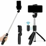 G.Fidel 3-in-1 Multifunctional Extendable Bluetooth Selfie Stick Tripod with Detachable Wireless Remote Compatible All Smartphones (Black)