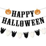 Festiko Glitter Happy Halloween Banner Black And White Ghost Garland Happy Halloween Garland With Pumpkin Halloween Garland