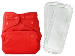 Bumberry Red Reusable Cloth Diaper Cover With 2 Wet Free Inserts For Babies (3-36 Months)