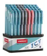 Unomax Icy Ball Pen Stand Pack of 50 (35 Blue, 12 Black and 3 Red) | Comfort Grip | Jet Ink Technology