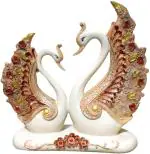 WINSOME COLLECTION Love Birds Swan Saras Pair Statue Animal Fengshui Lucky Decorative Showpiece - 19 cm (Resin, Gold)