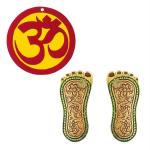 Divyamantra Multicolour Sri Laxmi Charan Paduka Feet and Trishakti Yantra (Pack of 2)