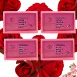 Happy Gramodyog Herbal Product Natural Rose Water Handmade Soap Combo of 4 pcs | Herbal Bathing Soap for Hydrated Glowing Smooth Velvety Skin|With Pure Gulab Jal & other Essential Oils |Anti-Ageing & Anti-Bacterial Soap(4 x 125gm)