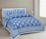 UNIQCHOICE 180 TC Blue Color Floral Printed King Size Bedsheet With 2 Pillow Cover(ELEG-30-Blue)