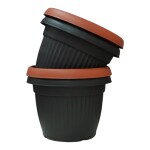 Harshdeep Planters for Balcony - Bello - Indoor Outdoor Home Office Garden Decor Round UV Protected 10 Inch Plant Pot Set of 4 (Black & Terracota)