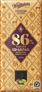 WHITTAKERS Cocoa Ghana Extra Dark Chocolate Bar, 100 G