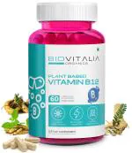 Biovitalia Organics Plant-Based Vitamin B12 Capsules - Support Nerve Function & Energy Metabolism - 60 Veg Caps, ISO Certified| WHO GMP Animal Cruelty-Free| 100% Vegan Gelatin Free| USDA I HACCP