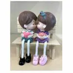 Bless Kraft Couple Showpiece Valentines Day Gift for Boyfriend Girlfriend Sitting on Wooden Bench (15x13 cm)