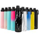 Solara Black Marble Stainless Steel Vacuum Insulated Water Bottle, 650 Ml
