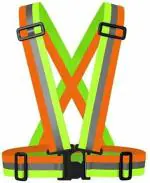 IRONSTAY Adjustable Dual Colour Reflective Jacket for Construction, Traffic, Cycling, Ramp Vests High Visibility for Men And Women Reflective Vest Belt Strip | GREEN AND ORANGE