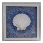 ZIG ZAG ART & CRAF || Beach Seashell, Canvas Wall White Border frem for Home Decor | Bedroom, Living Room, Kitchen and Gallery Wall Decoration (Big sized Oyster shell, 9x9 Inch)