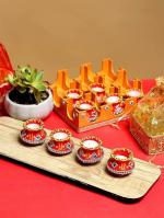 True Decor Handmade Clay Wax Filled Matki Diya for Diwali Decoration Items for Home
