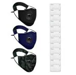 OxiClear N99 Pollution Mask With 12 Activated Carbon Filters, Washable & Reusable, D.R.D.O Certified (Multicolour Dark - Pack of 3).