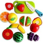 Parteet Realistic Sliceable 8 Pcs Fruits Cutting Play Toy Set, Can Be Cut in 2 Parts