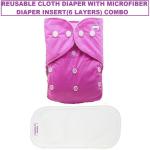 Swito Mart Pack of 1 Baby Washable Reusable Adjustable Cloth Diaper Nappy With White Microfiber Charcoal Insert Liner Pad (5 Layers) For Babies/Toddlers/Infants(0-14 Months;PINK) ()