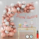 Hemito Rubber Rose Gold,White,Rose,Gold Balloons Arch Kit,Balloon Garland Kit Moon Stars Foil Balloons (Set Of 60)