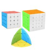 CrackaDeal Plastic Cube Combo Set of 4X4 5X5 Mastermorphix High Speed Stickerless Magic Cube Puzzle, Multicolor (Pack of 3)