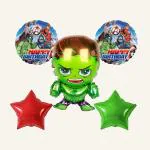 SPECIALYOU.IN 5pcs Avengers theme Hulk foil balloon for Boys & Kids with Green & Red star and round printed hulk balloons birthday, Baby shower, Hulk theme party decoration