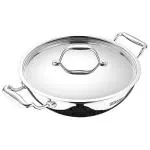 Bergner Argent TriPly Stainless Steel 26 cm Deep Kadai with Stainless Steel Lid, 4.5 L Deep Kadhai with Lid, Food Safe, Stay Cool Cast Handles, Dishwasher Safe, Induction & Gas Ready, 5-Year Warranty