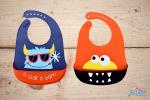 The Little Lookers Navy Blue & Orange Silicone Adjustable Strap Feeding Bib (Pack of 2)