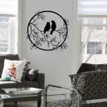 WALLCENTRE (ART BEYOND IMAGINATION) Elegant Two Bird Loving on Tree Branch Wall Art Décor for Living room, Bedroom, Kids Room, Kitchen, office Wall Hanging (Size 40 Cm Diameter, Black)