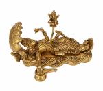 Kartique Home Decor Brass Vishnu Bhagwan Resting On Sheshnag Idol - 7.5 inch