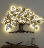 SMAART CRAAFTS Peepal Tree with LED Wall Art Metal Wall Décor | Premium Design for Living Room, Bedroom, and Office | Anti Rust Powder Coated | Size 58in x 36in | Best for New Home Decor