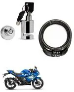 QiisX Heavy Duty Disc Brake Lock Anti Theft Security Lock with Helmet Lock Premium Black Heavy Number Lock for Suzuki Gixxer SF