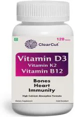 Clearcut Vitamin D3 5000 Iu, Vitamin K2 90 Mcg, Vitamin B12 200 Mcg, Calcium - 120 Tablets